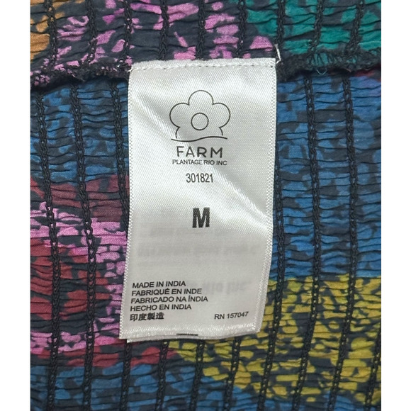 FARM RIO Leopard Rainbow Mix Blouse Smocked Ruffle Boho Cottagecore Glam Indie - Picture 10 of 13